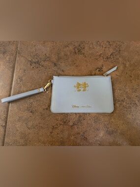 Pandora Disney Light Blue Leather Wristlet with Gold Accents